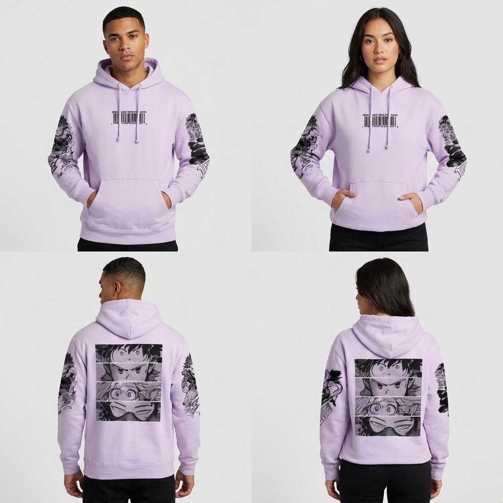 Project Mori My Hero Academia Manga Graphic Hoodie Lavender Purple Medium Rare - Picture 2 of 15